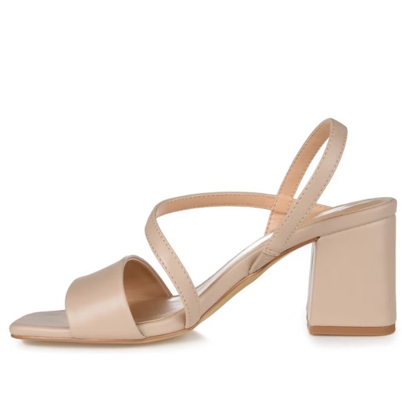Journee Collection Women’s Lirryc Open Toe Mid Block Heel- Beige - Picture 2 of 3